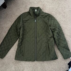 Christopher & Banks Forest Green Quilted Puffer Jacket